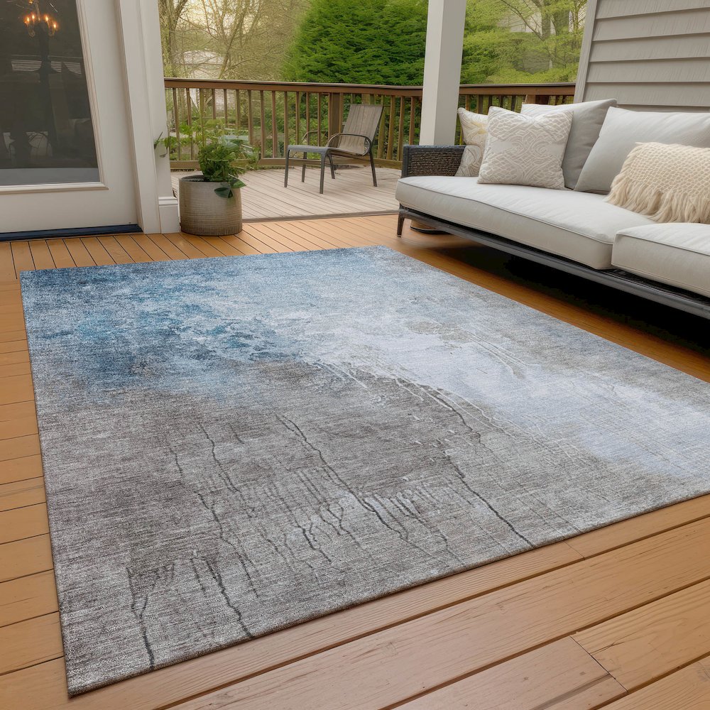 Machine Washable Indoor/Outdoor Chantille Denim 3' x 5' Rug