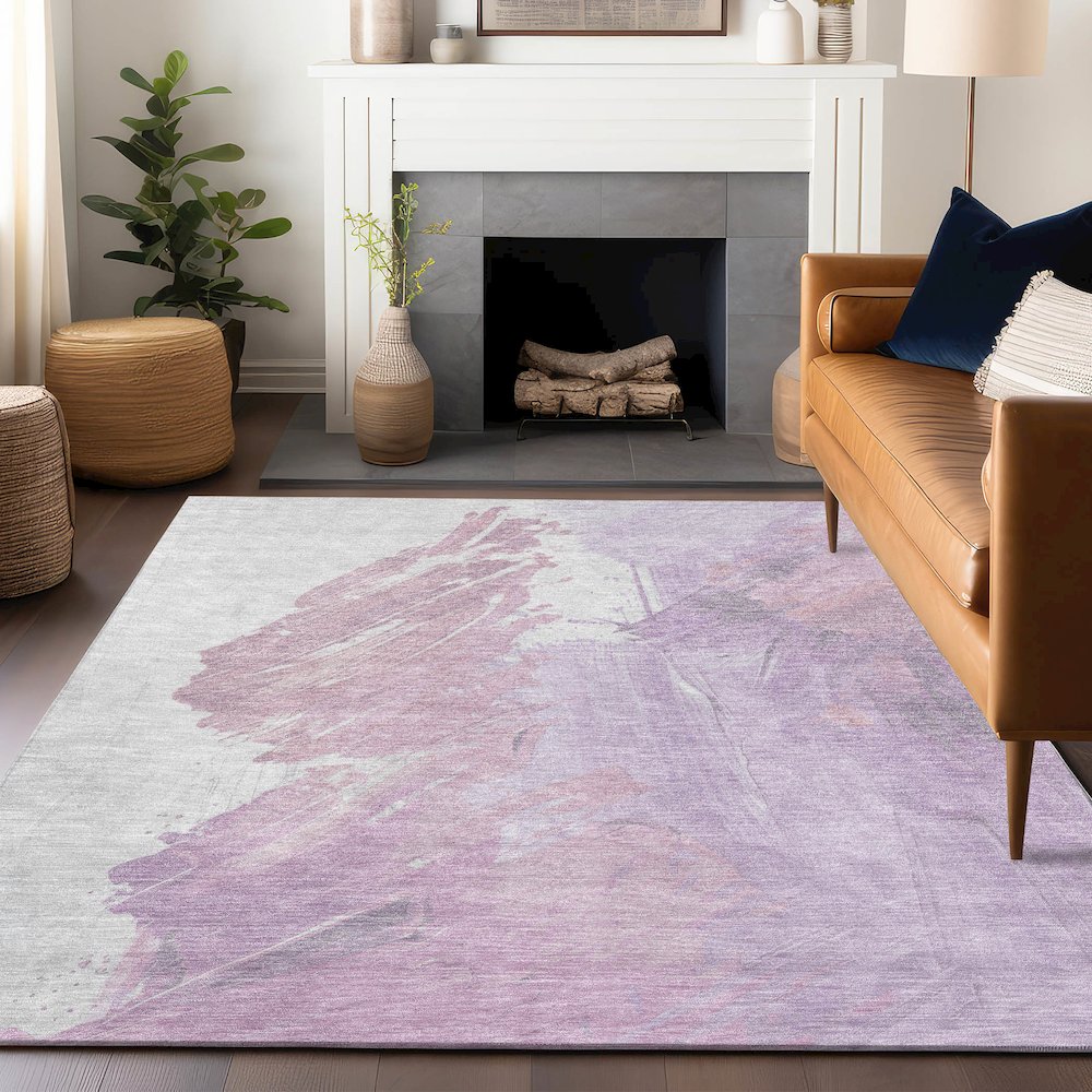 Machine Washable Indoor/Outdoor Chantille Lavender 3' x 5' Rug