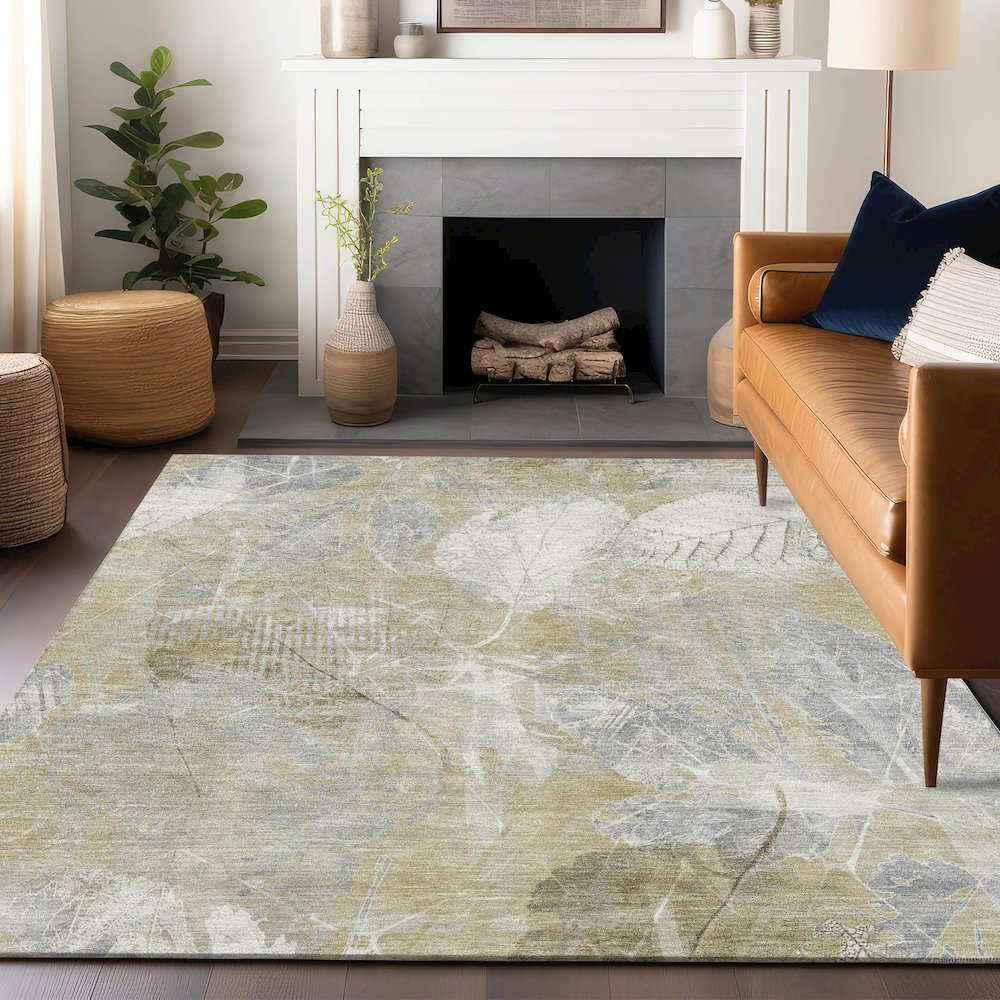 Machine Washable Indoor/Outdoor Chantille Beige 3' x 5' Rug