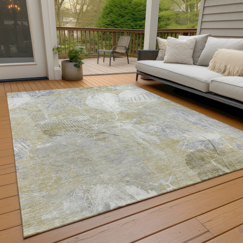 Machine Washable Indoor/Outdoor Chantille Beige 3' x 5' Rug