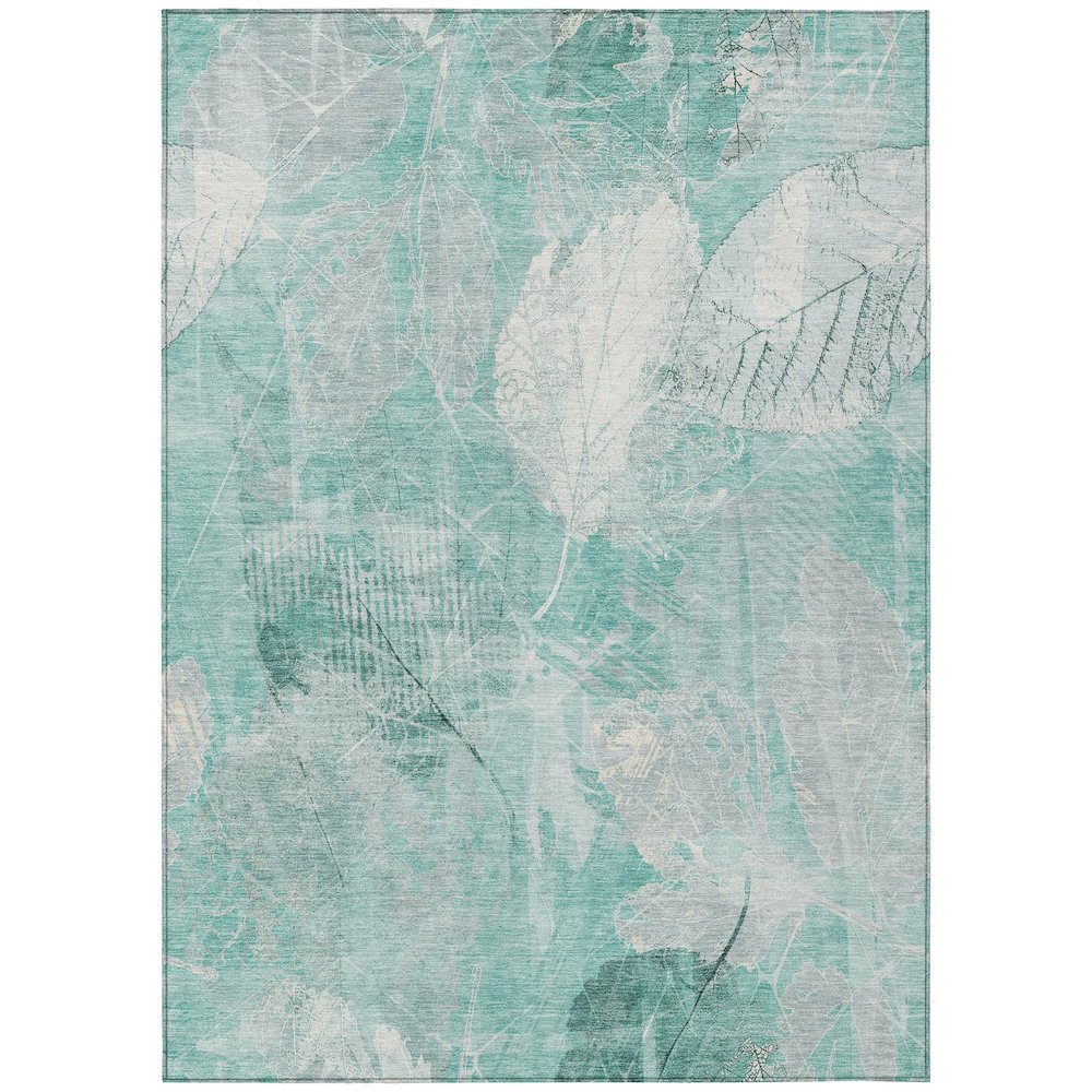 Machine Washable Indoor/Outdoor Chantille Teal 3' x 5' Rug