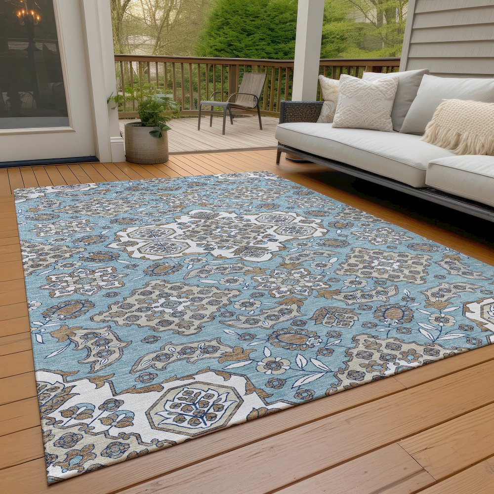 Machine Washable Indoor/Outdoor Chantille Sky 3' x 5' Rug