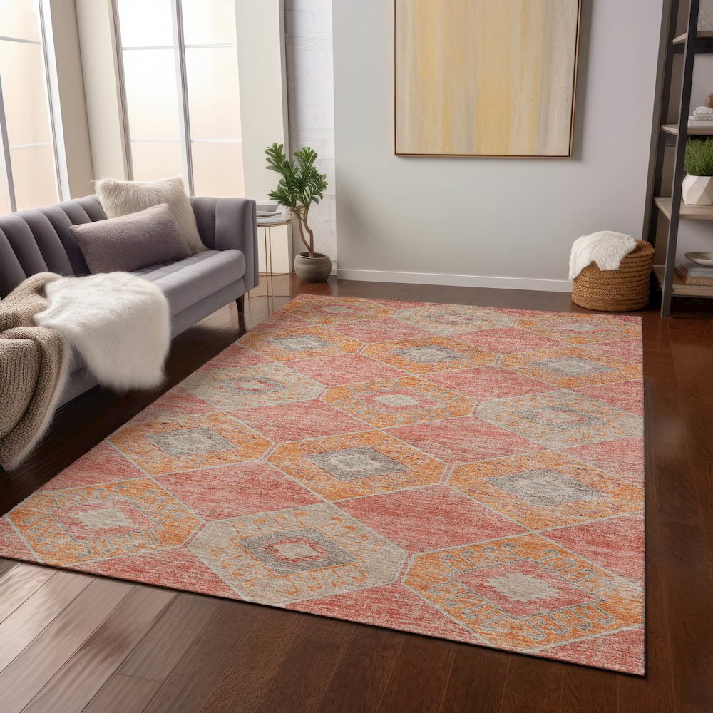 Machine Washable Indoor/Outdoor Chantille Coral 3' x 5' Rug