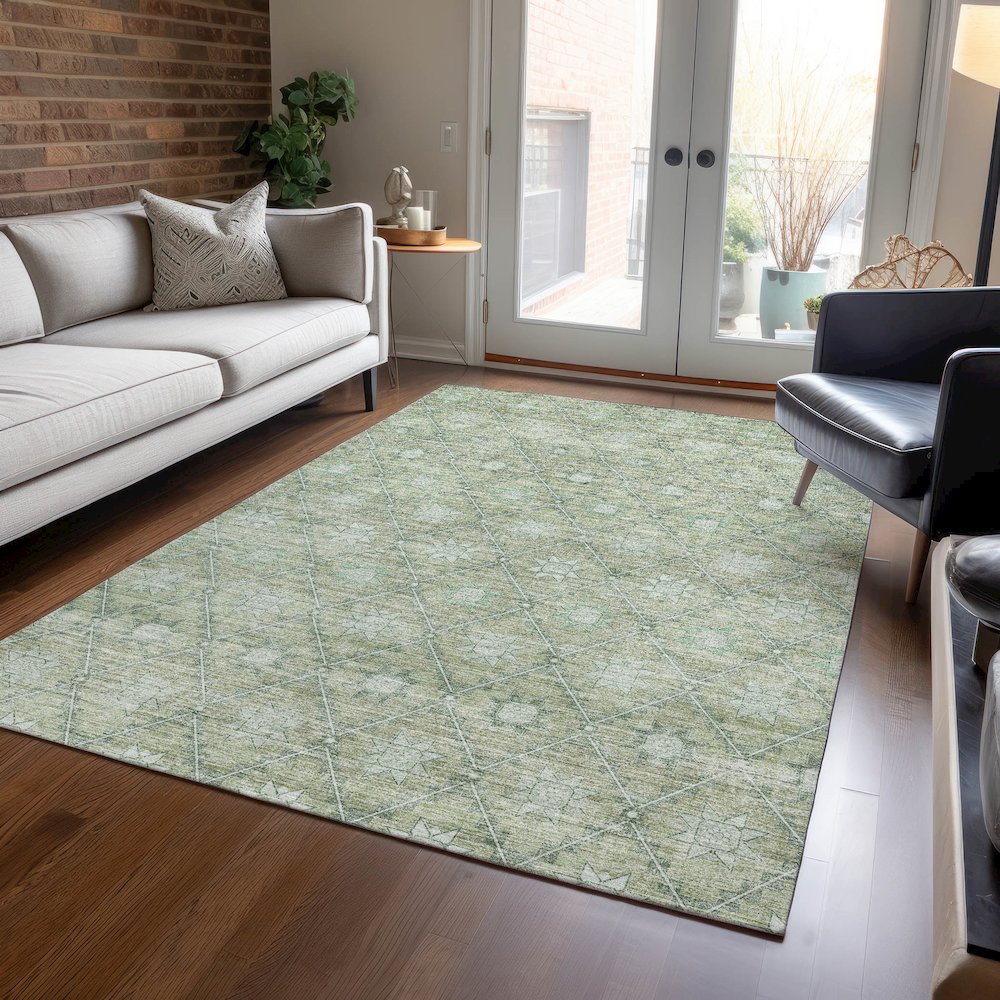 Machine Washable Indoor/Outdoor Chantille Aloe 3' x 5' Rug