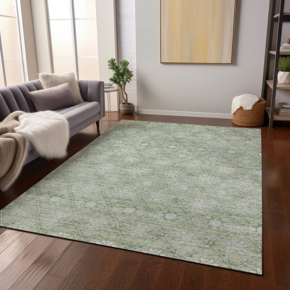 Machine Washable Indoor/Outdoor Chantille Aloe 3' x 5' Rug
