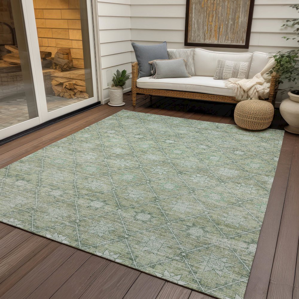 Machine Washable Indoor/Outdoor Chantille Aloe 3' x 5' Rug