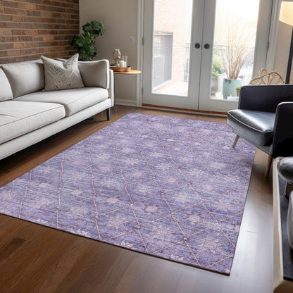 Machine Washable Indoor/Outdoor Chantille Purple 3' x 5' Rug