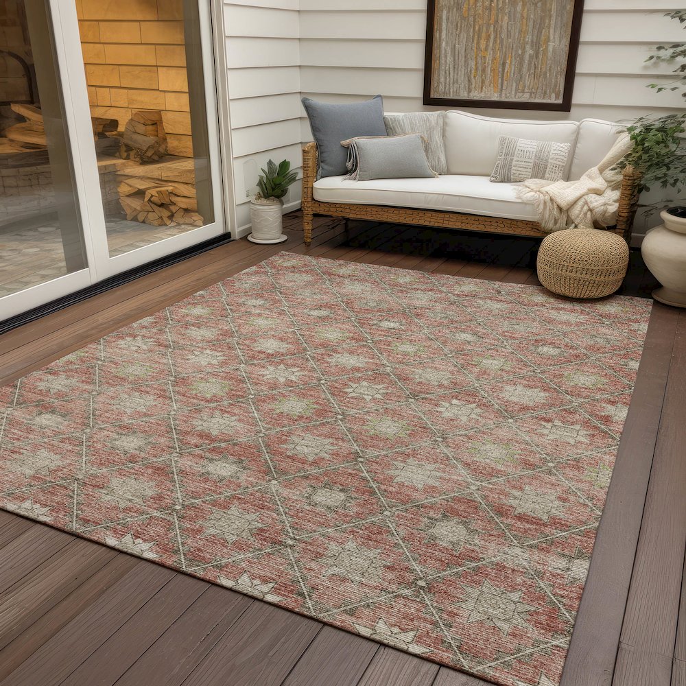 Machine Washable Indoor/Outdoor Chantille Terracotta 3' x 5' Rug