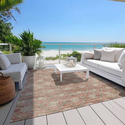 Machine Washable Indoor/Outdoor Chantille Terracotta 3' x 5' Rug
