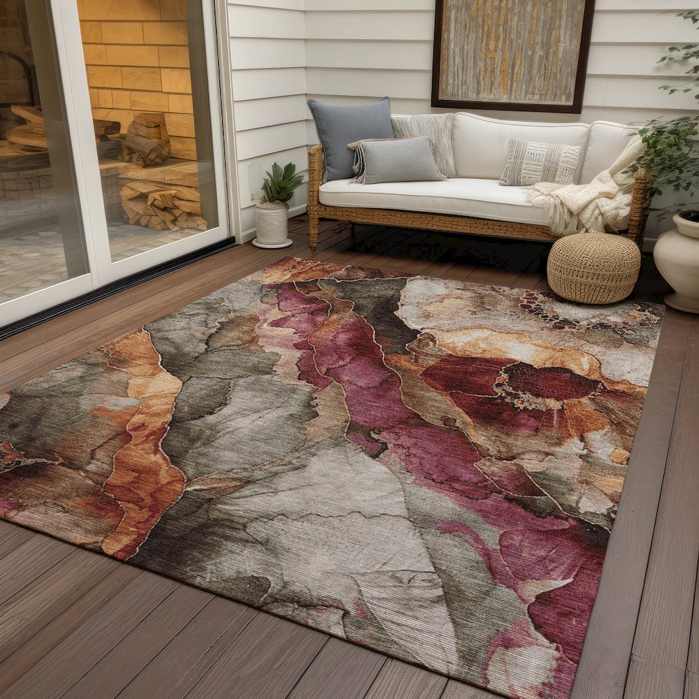 Machine Washable Indoor/Outdoor Chantille Khaki 3' x 5' Rug