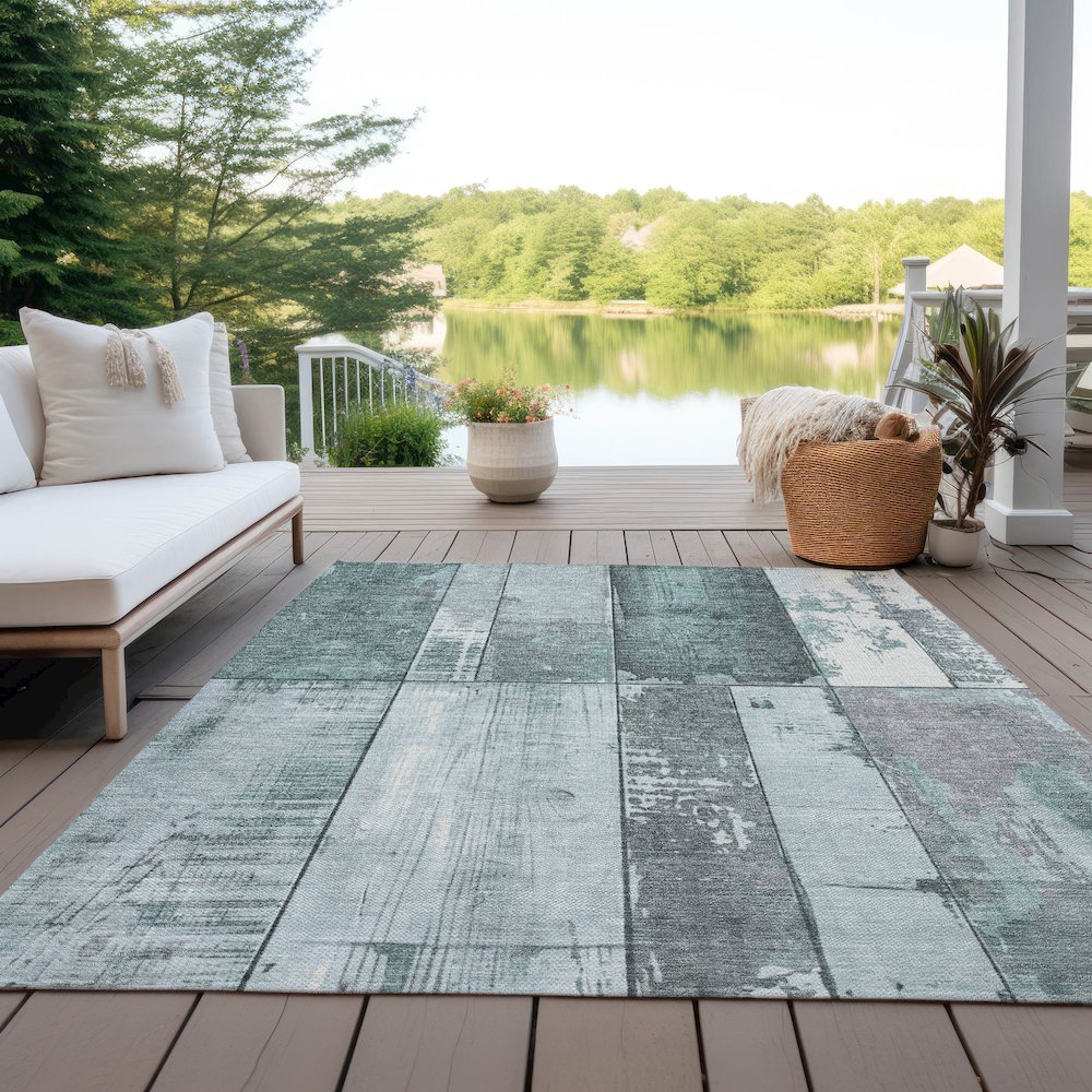Machine Washable Indoor/Outdoor Chantille Seafoam 3' x 5' Rug
