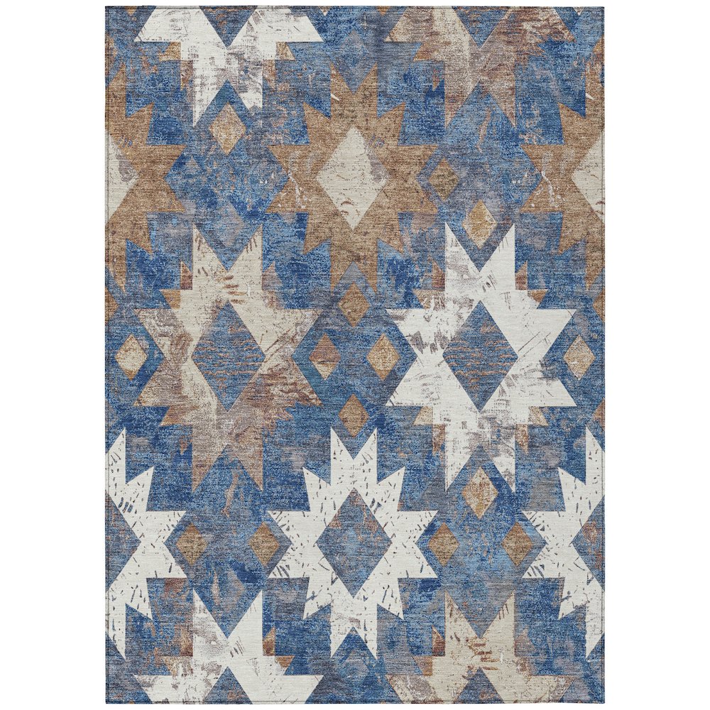Machine Washable Indoor/Outdoor Chantille Blue 3' x 5' Rug