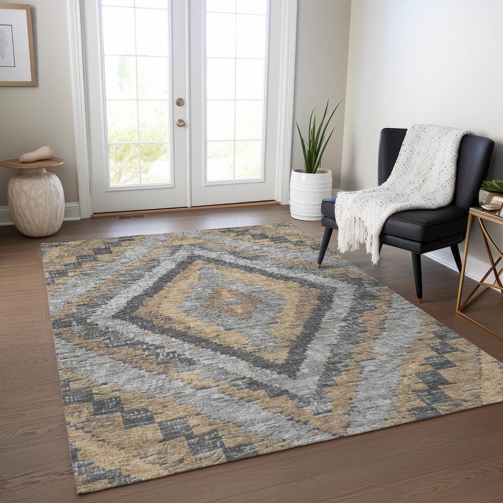 Machine Washable Indoor/Outdoor Chantille Khaki 3' x 5' Rug
