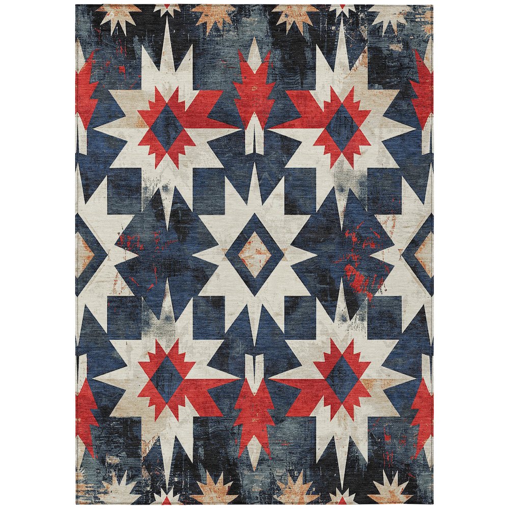 Machine Washable Indoor/Outdoor Chantille Navy 3' x 5' Rug