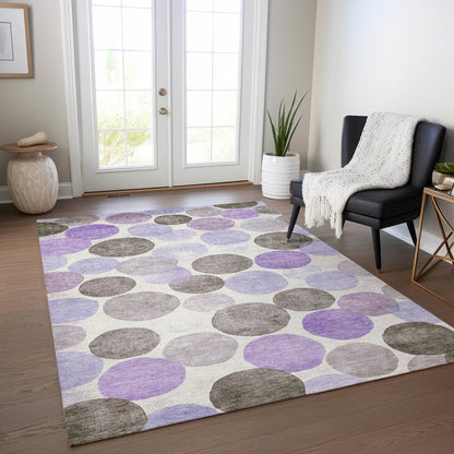 Machine Washable Indoor/Outdoor Chantille Purple 3' x 5' Rug