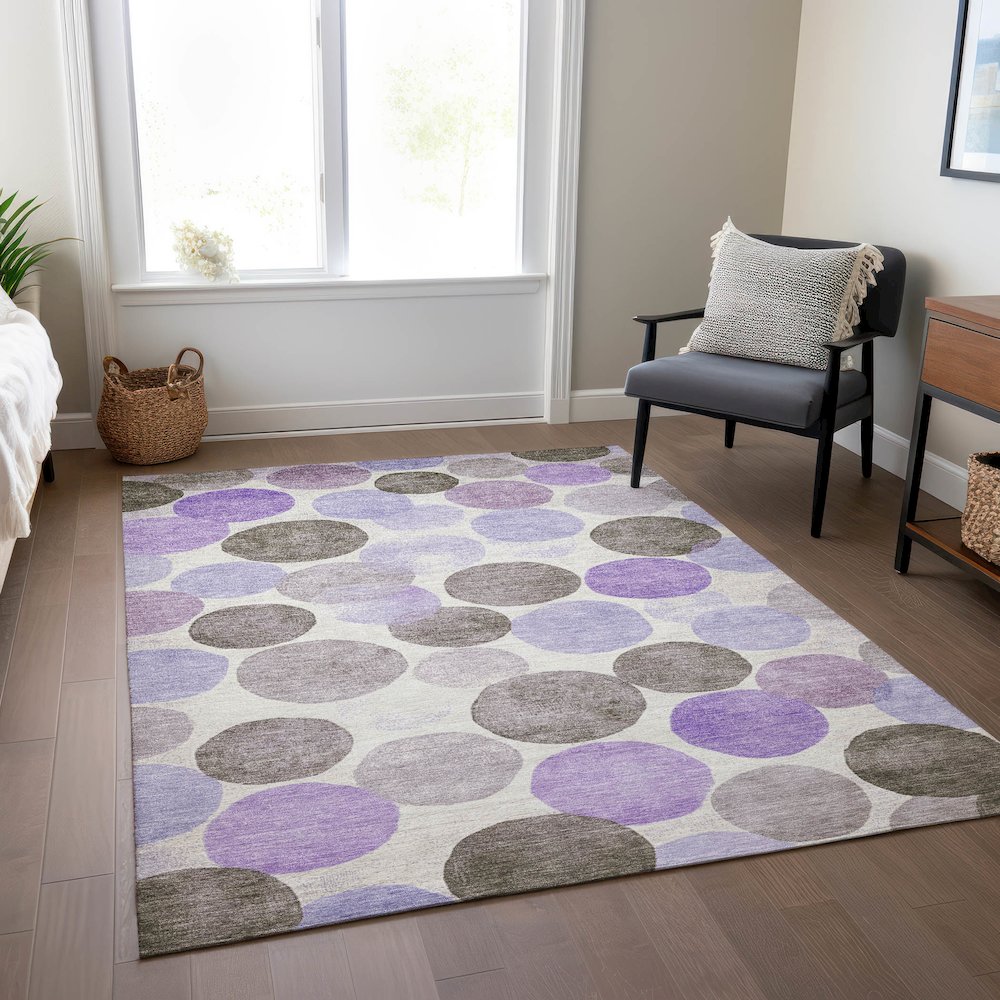 Machine Washable Indoor/Outdoor Chantille Purple 3' x 5' Rug