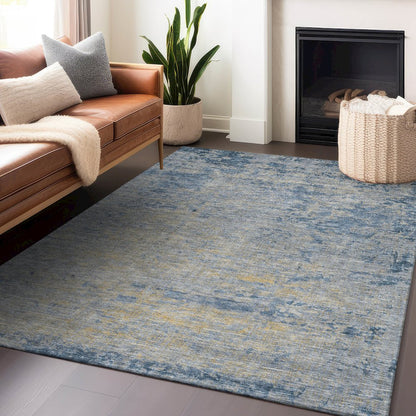 Machine Washable Indoor/Outdoor Chantille Navy 3' x 5' Rug