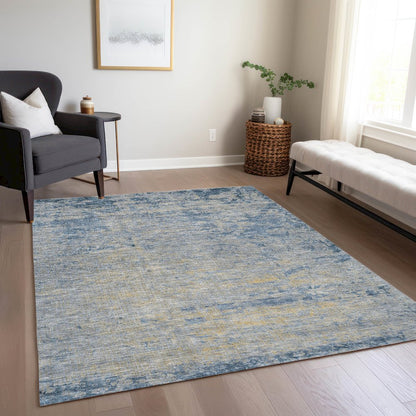Machine Washable Indoor/Outdoor Chantille Navy 3' x 5' Rug