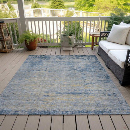 Machine Washable Indoor/Outdoor Chantille Navy 3' x 5' Rug
