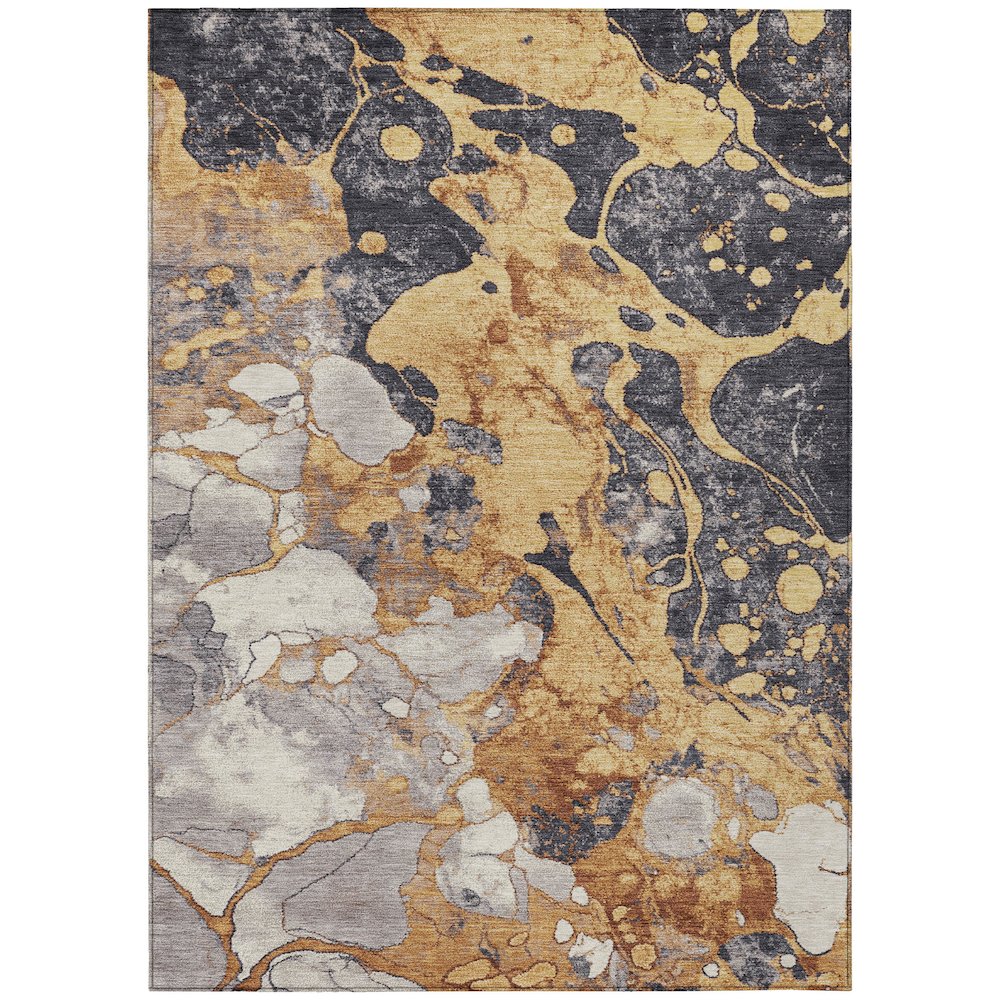 Machine Washable Indoor/Outdoor Chantille Gold 3' x 5' Rug
