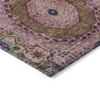 Machine Washable Indoor/Outdoor Chantille Pink 2'3" x 7'6" Runner Rug