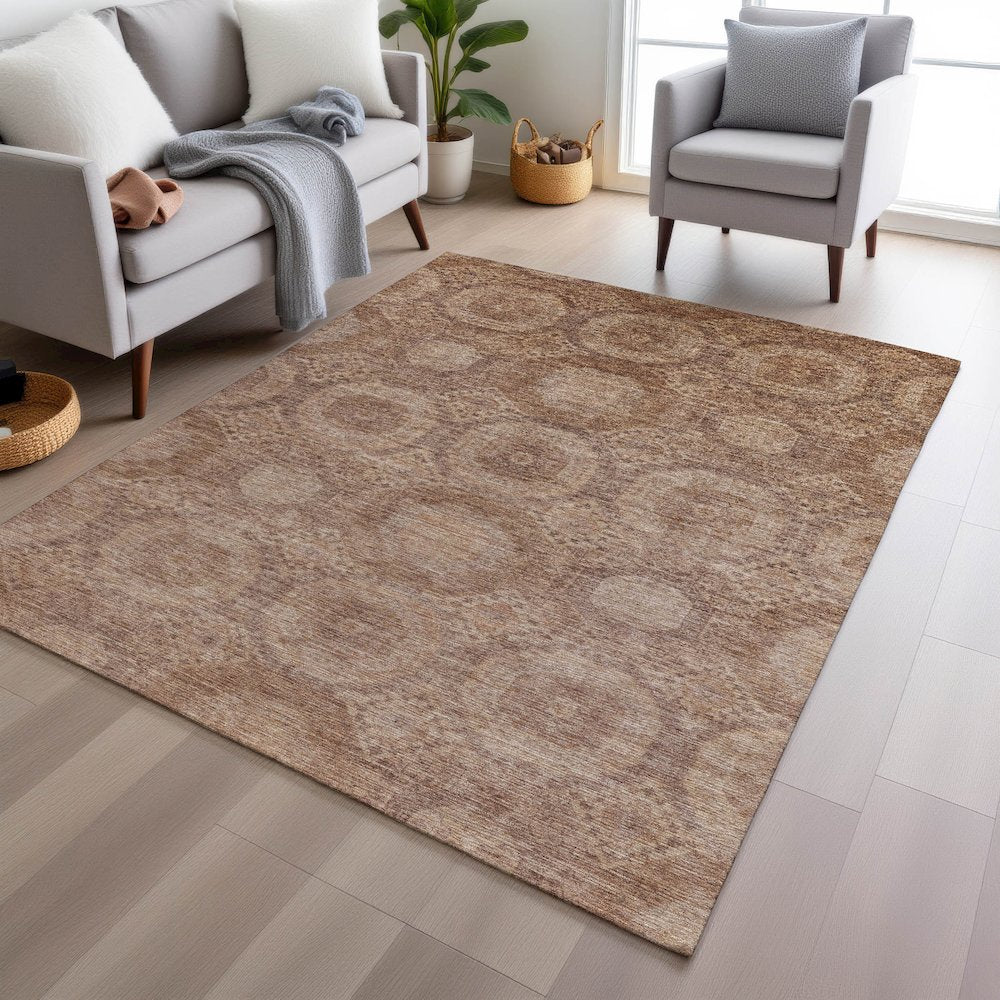 Machine Washable Indoor/Outdoor Chantille Copper 3' x 5' Rug