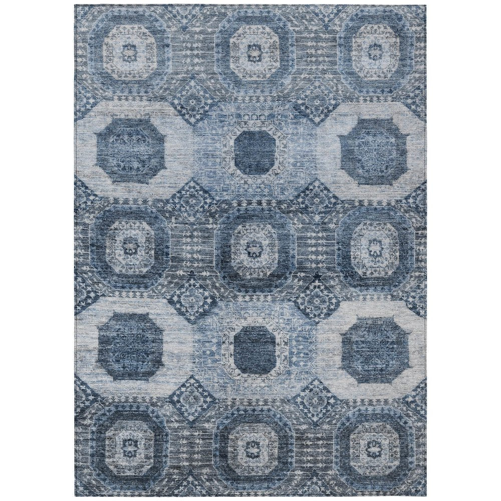 Machine Washable Indoor/Outdoor Chantille Blue 3' x 5' Rug