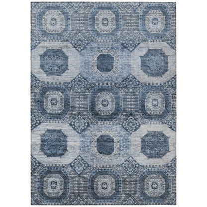 Machine Washable Indoor/Outdoor Chantille Blue 3' x 5' Rug