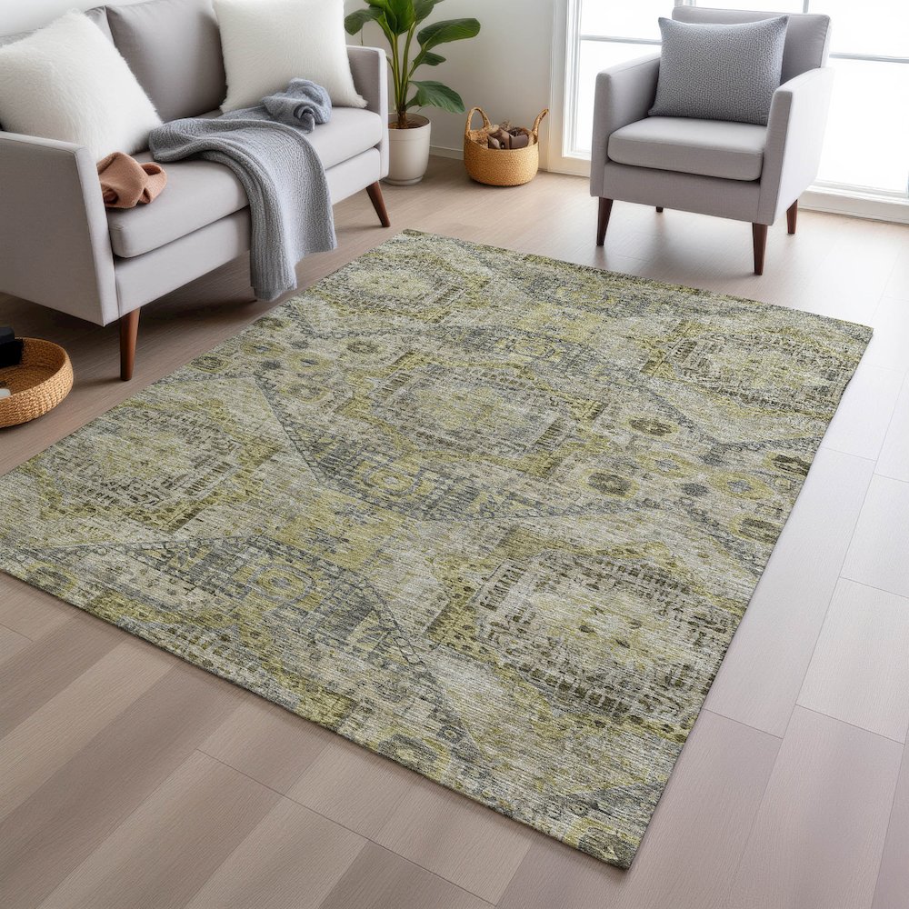 Machine Washable Indoor/Outdoor Chantille Khaki 3' x 5' Rug