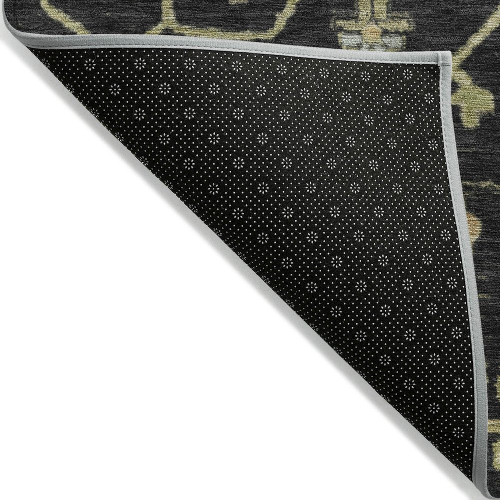 Machine Washable Indoor/Outdoor Chantille Black 2'3" x 7'6" Runner Rug