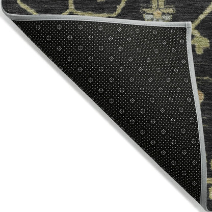 Machine Washable Indoor/Outdoor Chantille Black 2'3" x 7'6" Runner Rug
