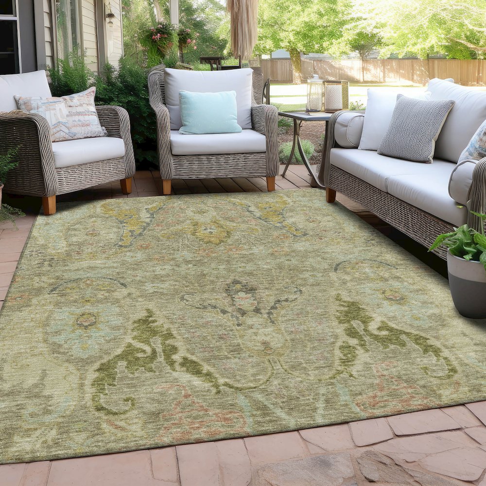 Machine Washable Indoor/Outdoor Chantille Khaki 3' x 5' Rug