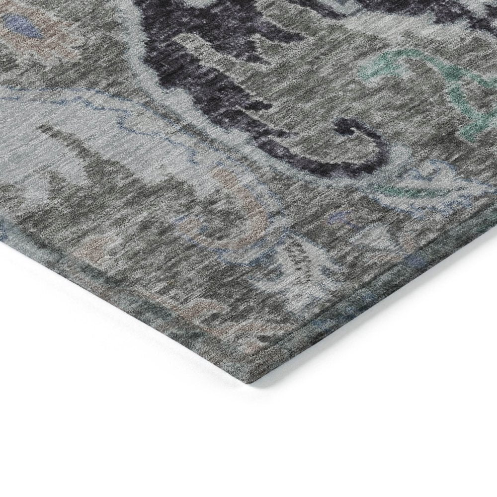 Machine Washable Indoor/Outdoor Chantille Pewter 2'3" x 7'6" Runner Rug