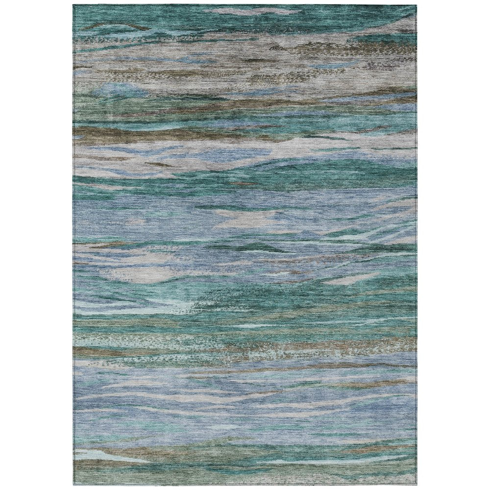 Machine Washable Indoor/Outdoor Chantille Teal 3' x 5' Rug