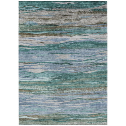 Machine Washable Indoor/Outdoor Chantille Teal 3' x 5' Rug