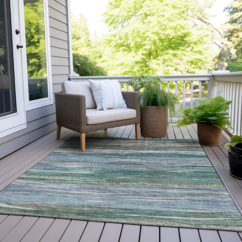 Machine Washable Indoor/Outdoor Chantille Teal 3' x 5' Rug