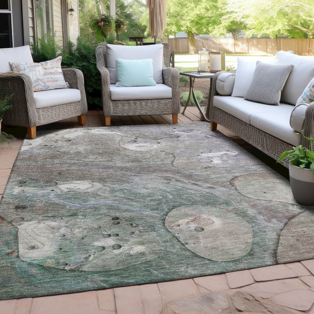 Machine Washable Indoor/Outdoor Chantille Khaki 3' x 5' Rug