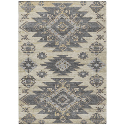 Machine Washable Indoor/Outdoor Chantille Beige 3' x 5' Rug