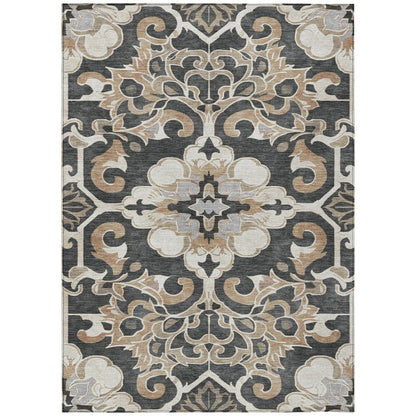 Machine Washable Indoor/Outdoor Chantille Charcoal 3' x 5' Rug