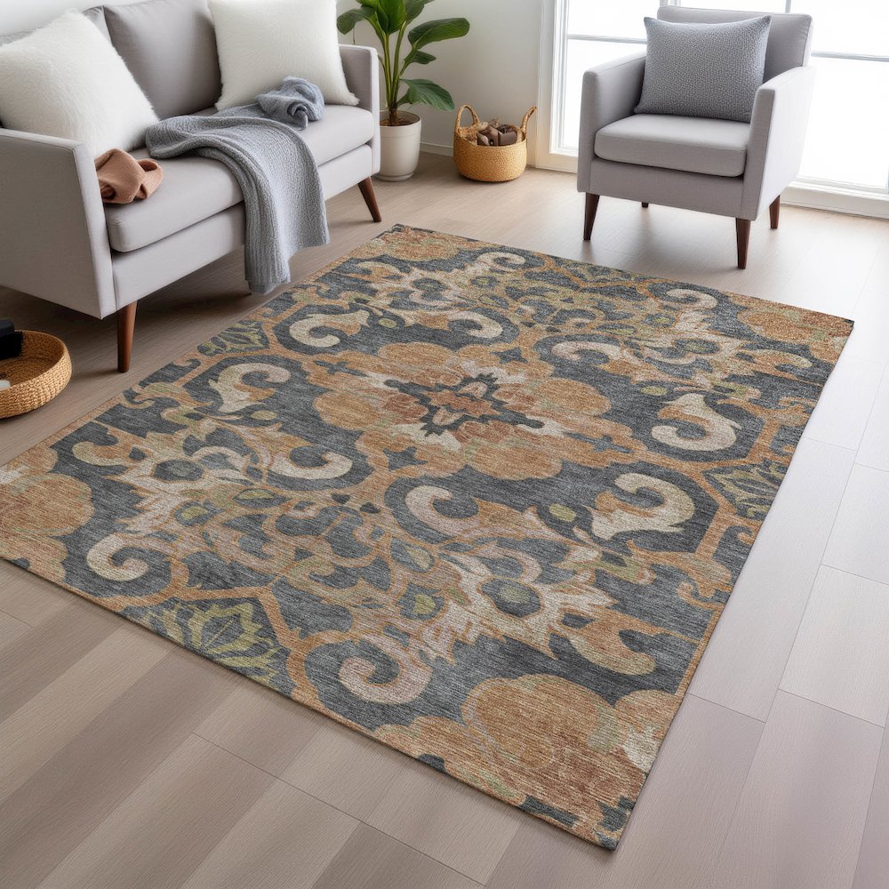 Machine Washable Indoor/Outdoor Chantille Terracotta 3' x 5' Rug