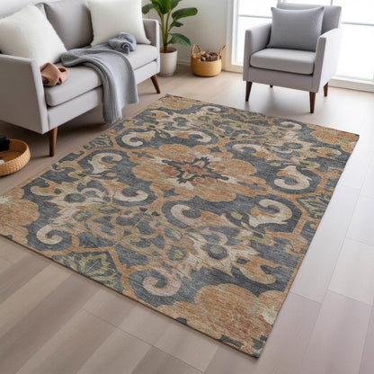 Machine Washable Indoor/Outdoor Chantille Terracotta 3' x 5' Rug