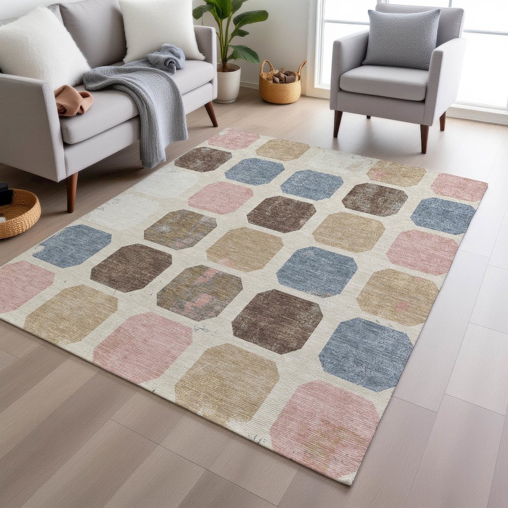 Machine Washable Indoor/Outdoor Chantille Linen 3' x 5' Rug