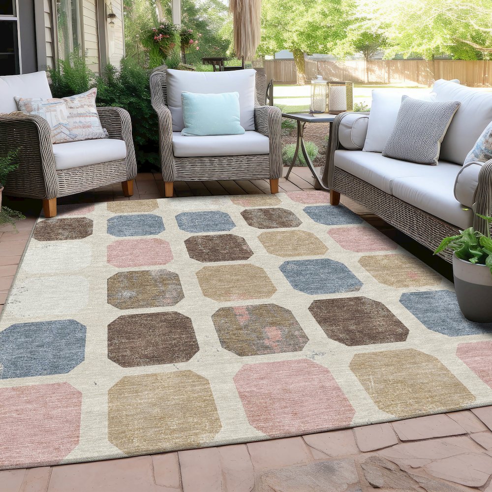 Machine Washable Indoor/Outdoor Chantille Linen 3' x 5' Rug