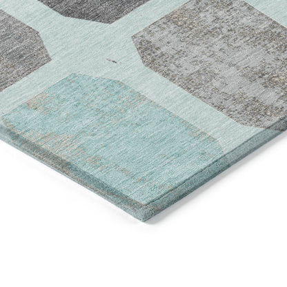 Machine Washable Indoor/Outdoor Chantille Teal 2'3" x 7'6" Runner Rug