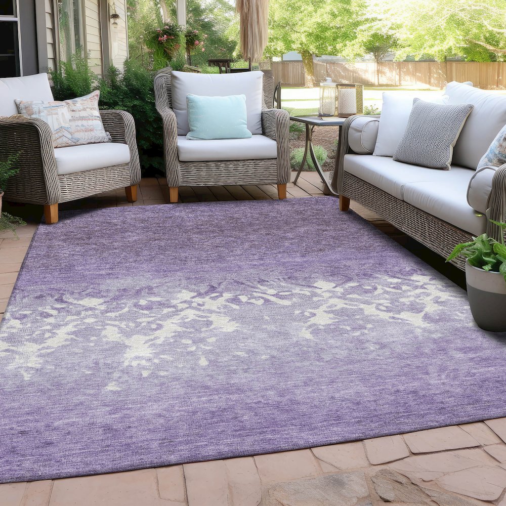Machine Washable Indoor/Outdoor Chantille Purple 3' x 5' Rug