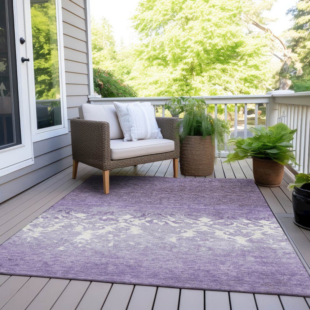 Machine Washable Indoor/Outdoor Chantille Purple 3' x 5' Rug