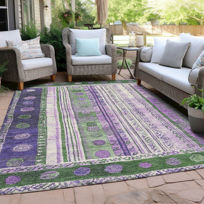 Machine Washable Indoor/Outdoor Chantille Green 3' x 5' Rug
