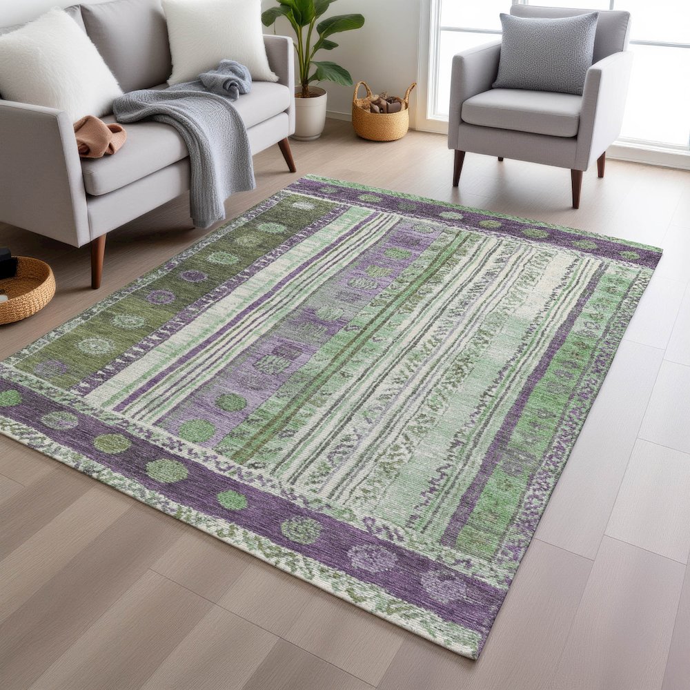 Machine Washable Indoor/Outdoor Chantille Purple 3' x 5' Rug