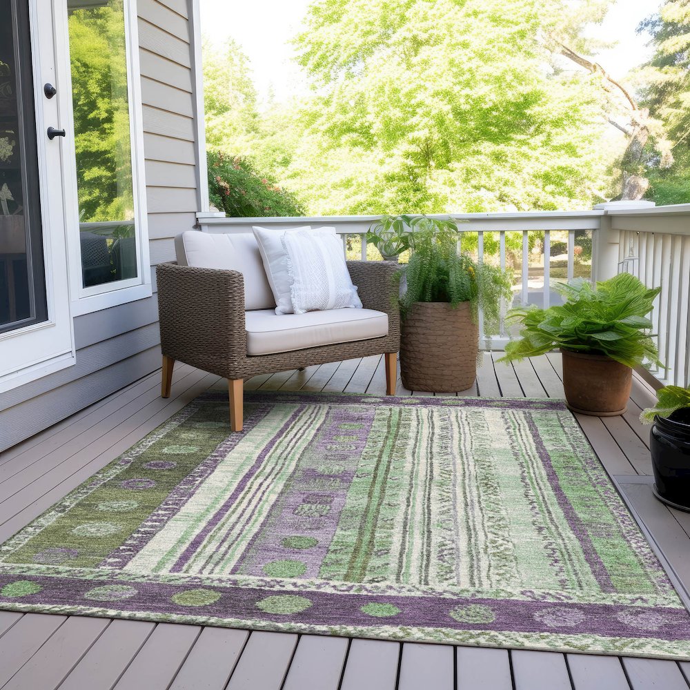 Machine Washable Indoor/Outdoor Chantille Purple 3' x 5' Rug