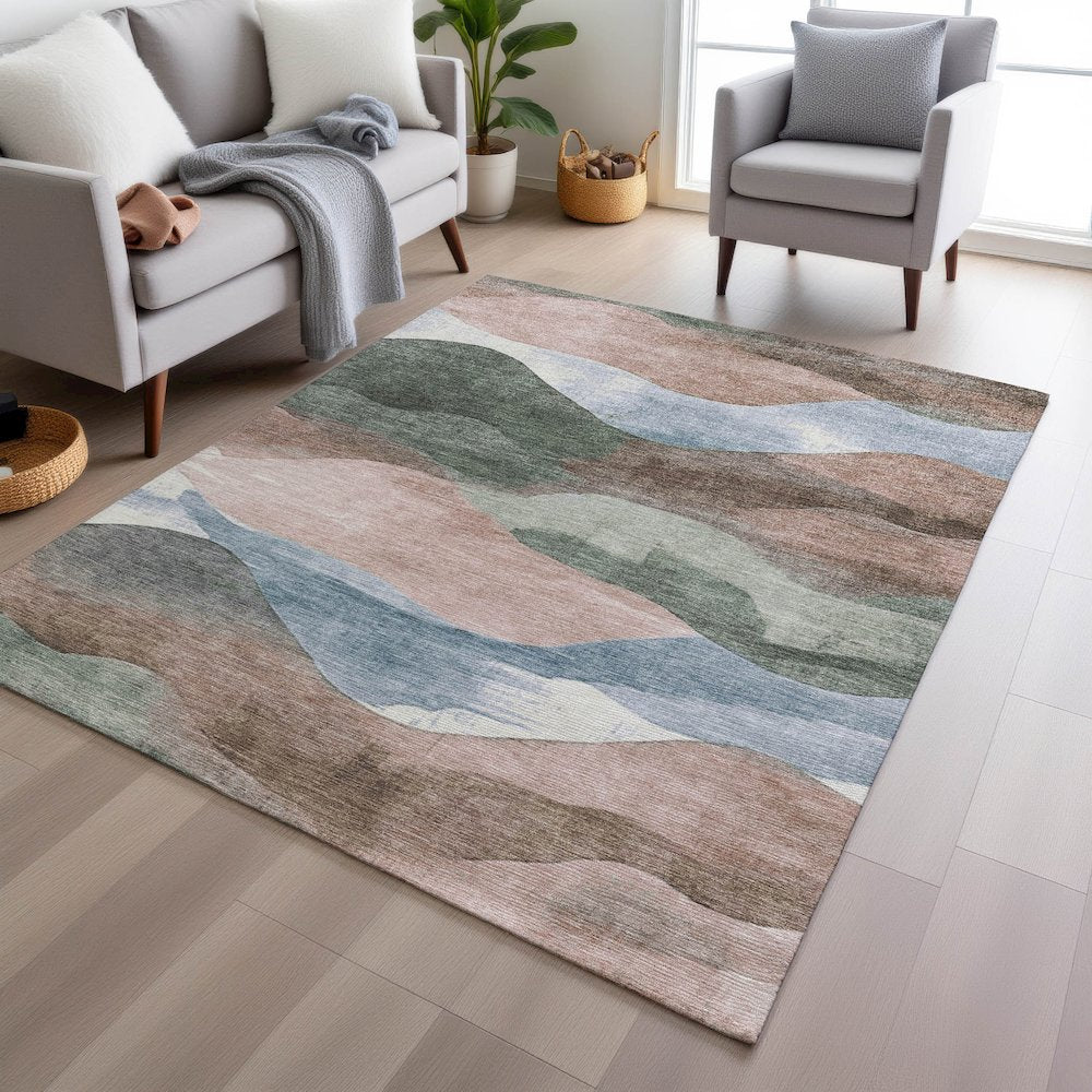 Machine Washable Indoor/Outdoor Chantille Salmon 3' x 5' Rug